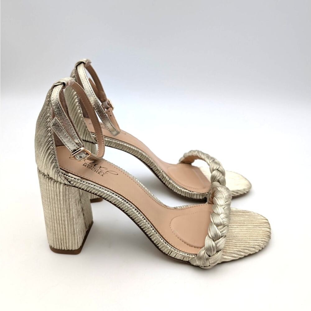 Jewel Badgley Mischka Shea Ankle Strap Sandals Champagne Gold Size US9 EU39.5 - Picture 3 of 10
